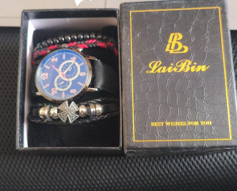LairBin Jeu de Montre  2 Bracelets  Noir